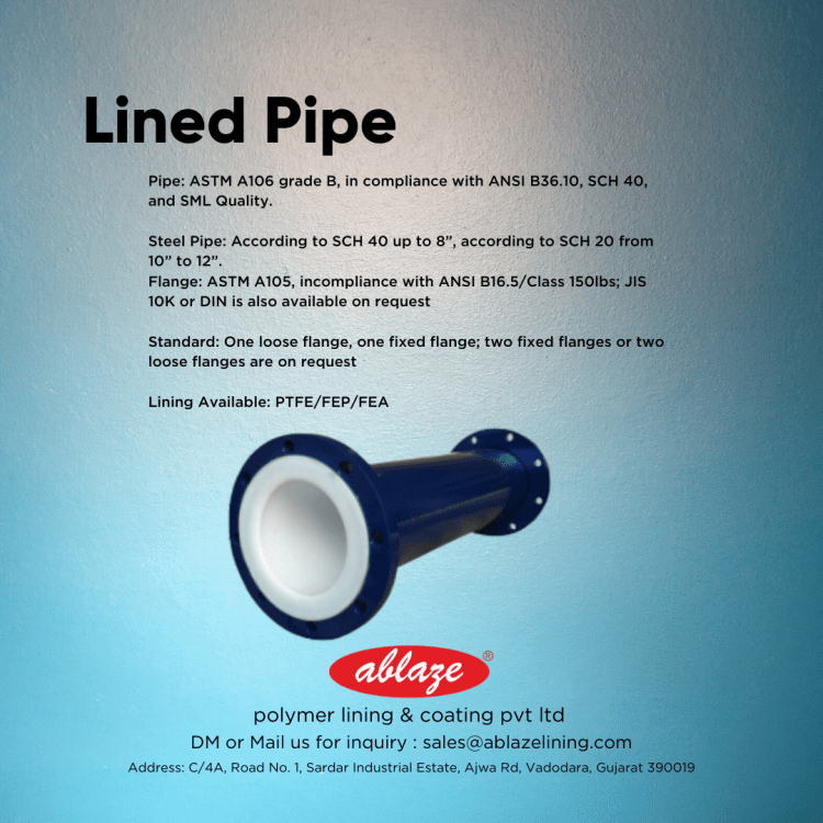 Lined pipe by ablaze lining and coating