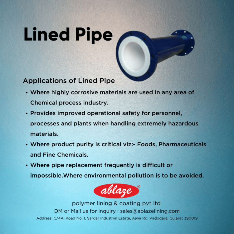 Lined pipe by ablaze lining and coating